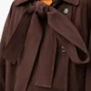 Chaqueta con lazo en piel de cabra anteada Marrón Chaqueta con lazo en piel de cabra anteada Marrón