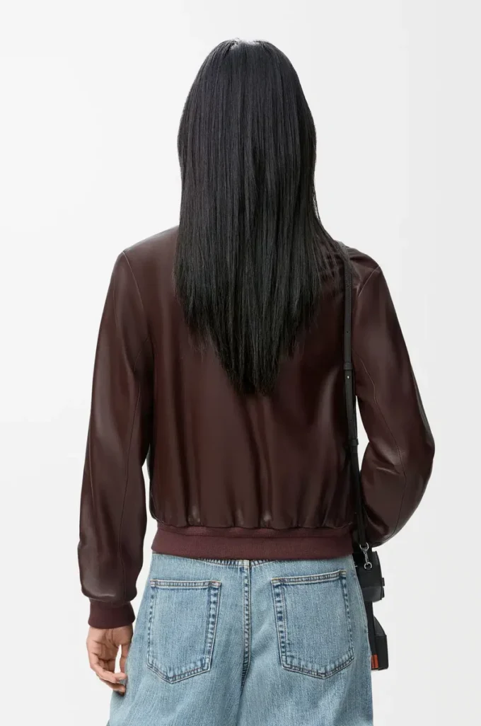 Chaqueta corta de piel de cordero napa marrón Chaqueta corta de piel de cordero napa marrón