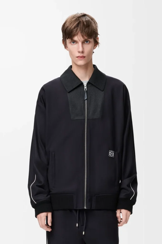 Chaqueta de chándal de lana azul marino/gris Chaqueta de chándal de lana azul marino/gris