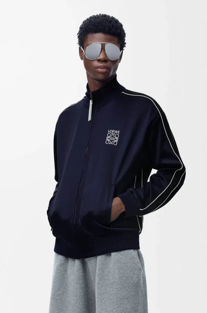 Chaqueta de chándal en jersey técnico azul marino oscuro Chaqueta de chándal en jersey técnico azul marino oscuro