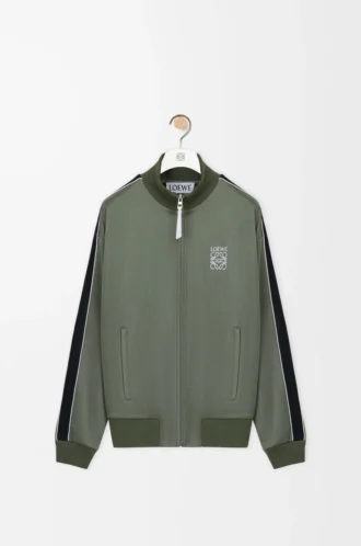 Chaqueta de chándal en jersey técnico verde caqui