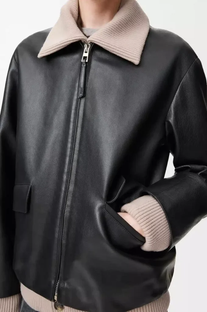 Chaqueta de piel de búfalo napa. Negro Chaqueta de piel de búfalo napa. Negro