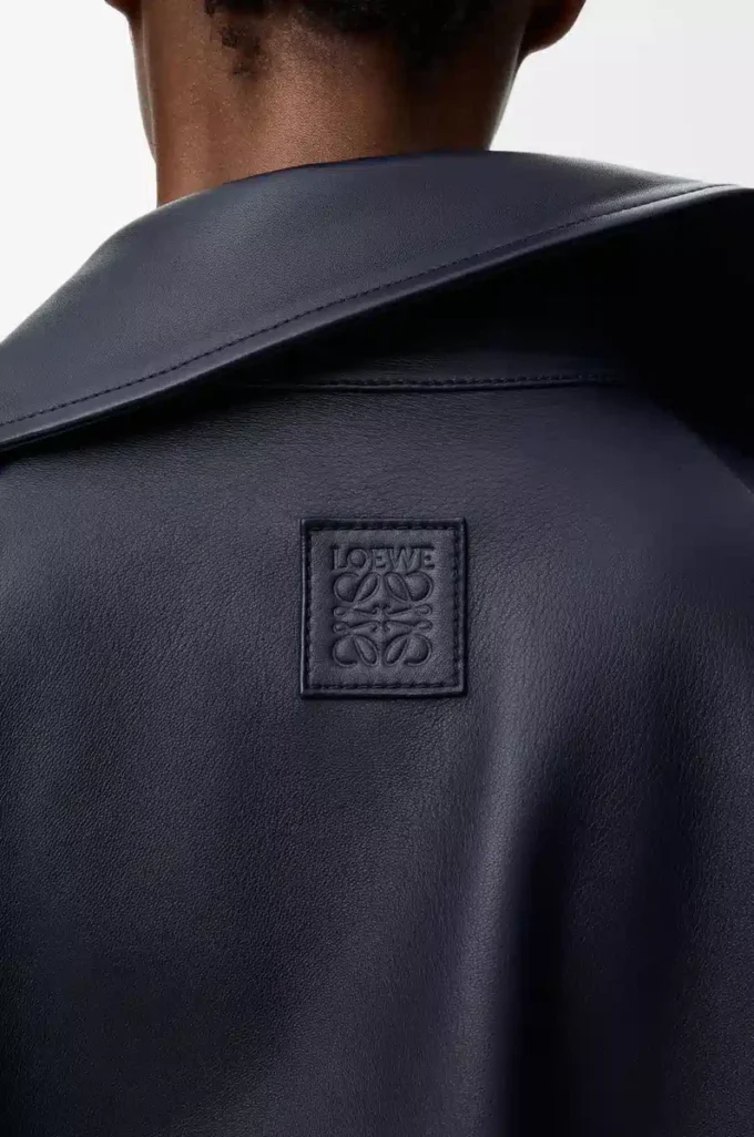 Chaqueta de piel de cordero napa azul marino Chaqueta de piel de cordero napa azul marino