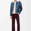 Chaqueta de piel de oveja Blanca/Azul índigo Chaqueta de piel de oveja Blanca/Azul índigo