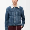 Chaqueta de piel de oveja Blanca/Azul índigo Chaqueta de piel de oveja Blanca/Azul índigo