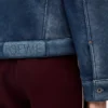 Chaqueta de piel de oveja Blanca/Azul índigo Chaqueta de piel de oveja Blanca/Azul índigo