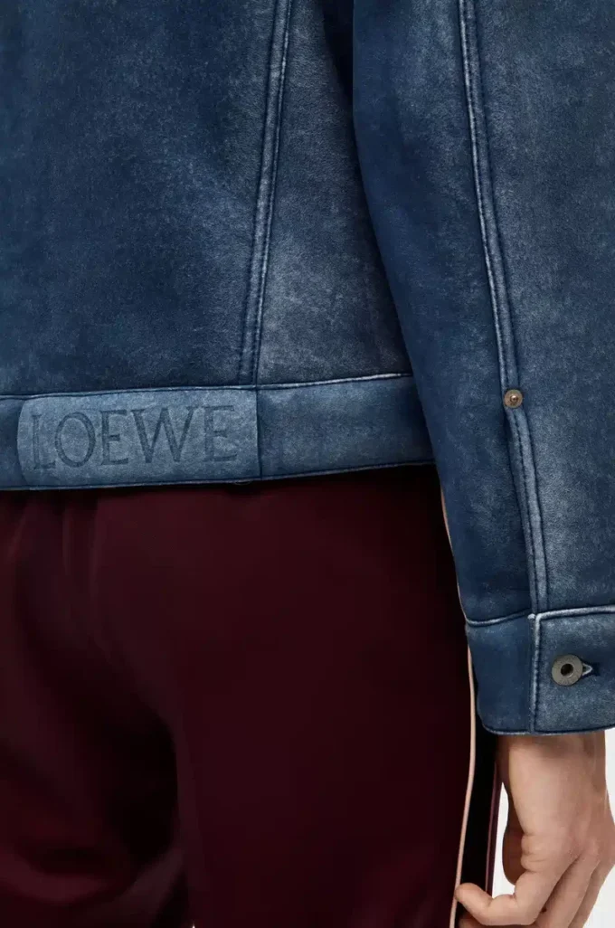 Chaqueta de piel de oveja Blanca/Azul índigo Chaqueta de piel de oveja Blanca/Azul índigo