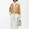Chaqueta de piel de oveja blanca/dorada Chaqueta de piel de oveja blanca/dorada