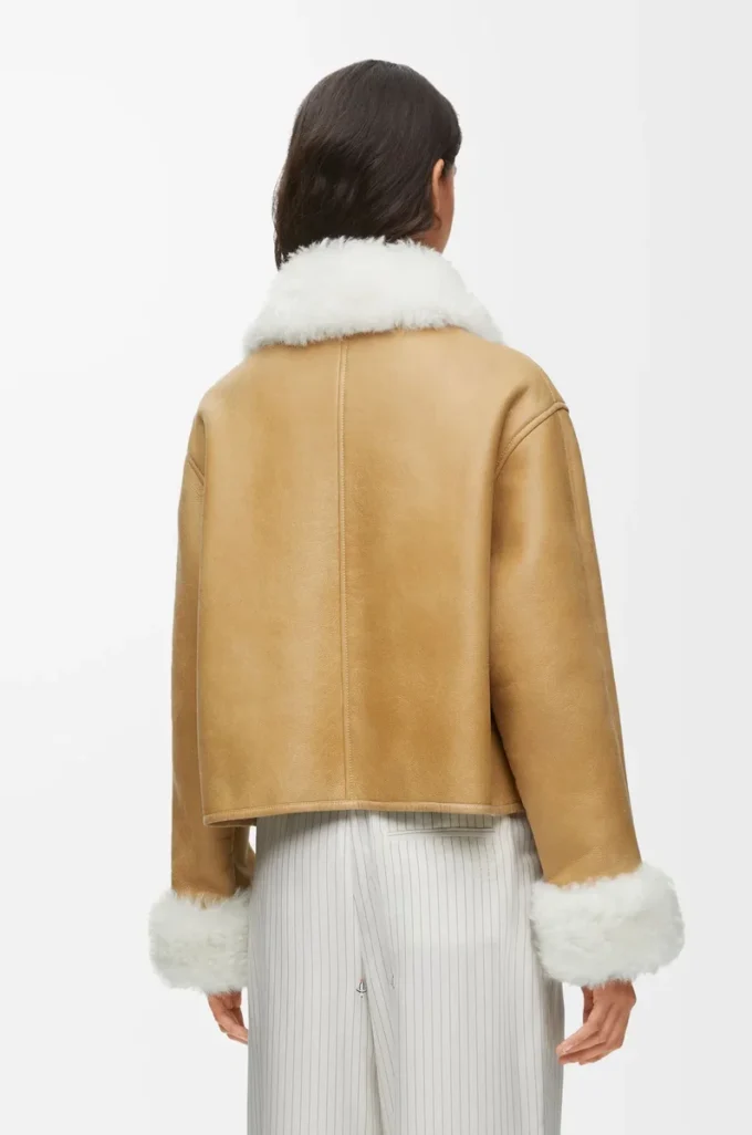 Chaqueta de piel de oveja blanca/dorada Chaqueta de piel de oveja blanca/dorada
