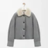 Chaqueta de piel de oveja gris Chaqueta de piel de oveja gris