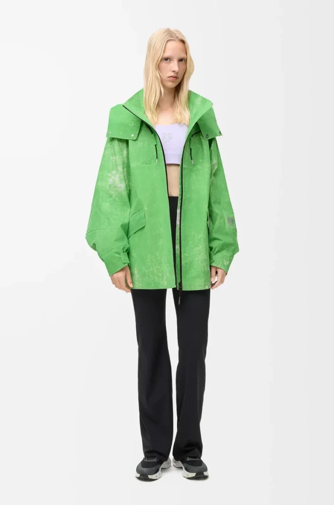 Chaqueta de tejido técnico flocado verde Chaqueta de tejido técnico flocado verde