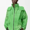 Chaqueta de tejido técnico flocado verde Chaqueta de tejido técnico flocado verde