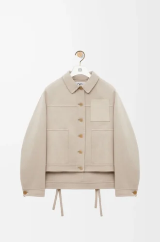 Chaqueta de trabajo de lana y cachemira Beige claro jaspeado