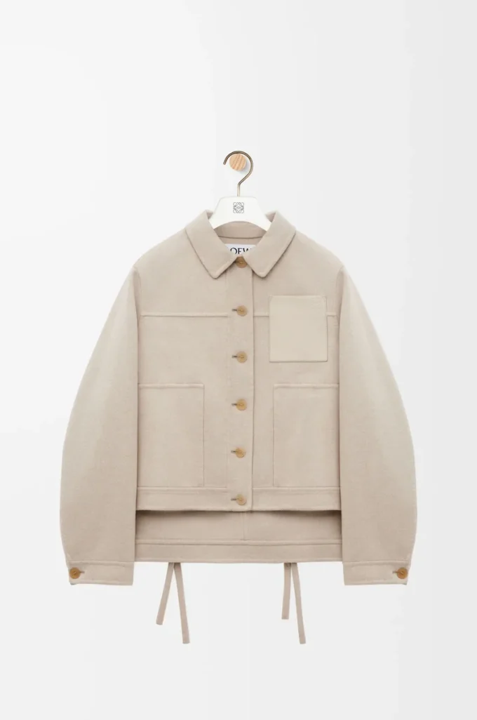 Chaqueta de trabajo de lana y cachemira Beige claro jaspeado
