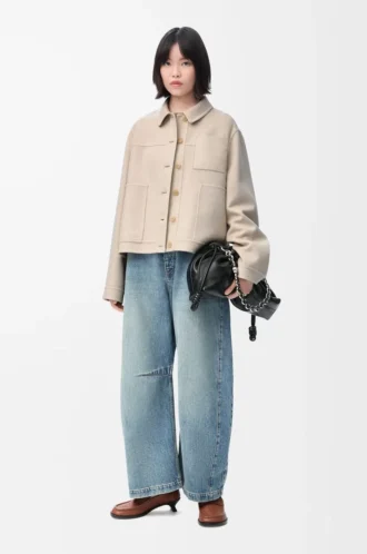 Chaqueta de trabajo de lana y cachemira Beige claro jaspeado