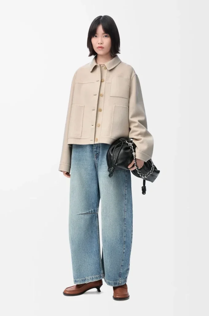 Chaqueta de trabajo de lana y cachemira Beige claro jaspeado