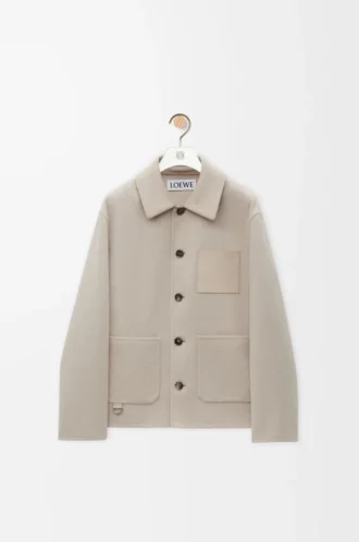 Chaqueta de trabajo de lana y cachemira Light Beige Melange