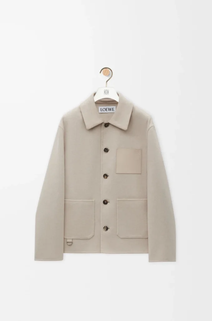 Chaqueta de trabajo de lana y cachemira Light Beige Melange Chaqueta de trabajo de lana y cachemira Light Beige Melange