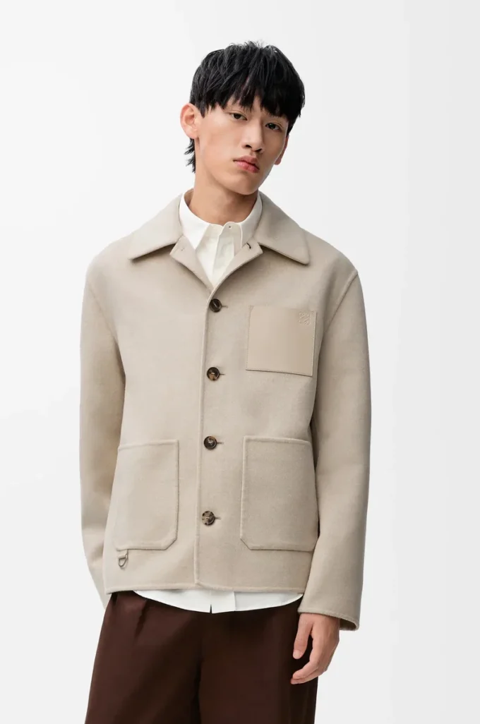 Chaqueta de trabajo de lana y cachemira Light Beige Melange Chaqueta de trabajo de lana y cachemira Light Beige Melange