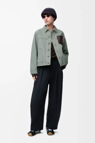 Chaqueta de trabajo en denim Verde caqui