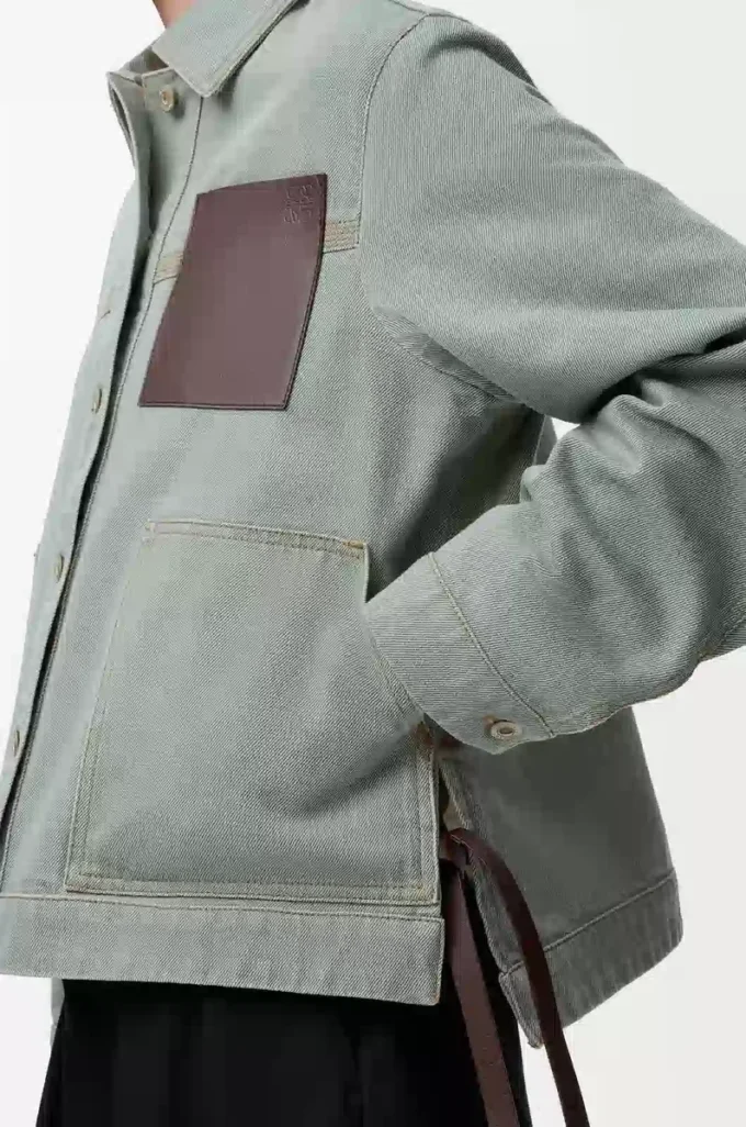 Chaqueta de trabajo en denim Verde caqui Chaqueta de trabajo en denim Verde caqui