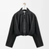 Chaqueta drapeada de piel de cordero napa. Negro Chaqueta drapeada de piel de cordero napa. Negro