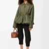 Chaqueta en mezcla de algodón Verde caqui Chaqueta en mezcla de algodón Verde caqui
