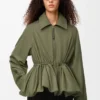 Chaqueta en mezcla de algodón Verde caqui Chaqueta en mezcla de algodón Verde caqui