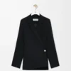 Chaqueta en mezcla de viscosa elástica negra Chaqueta en mezcla de viscosa elástica negra