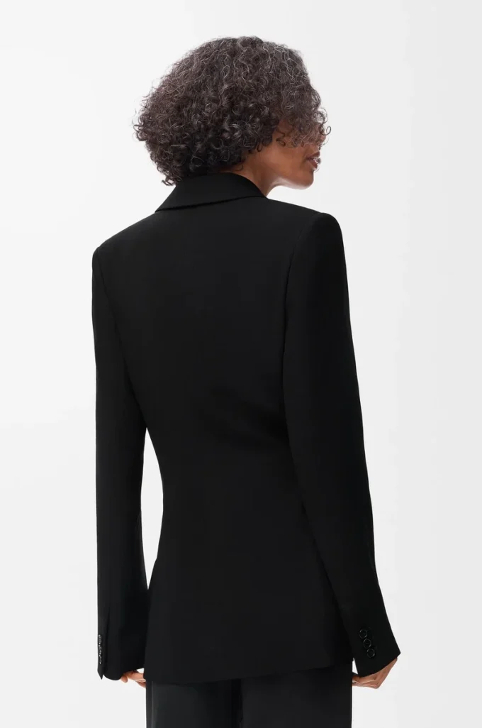 Chaqueta en mezcla de viscosa elástica negra Chaqueta en mezcla de viscosa elástica negra