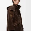 Chaqueta en tejido técnico flocado Marrón chocolate