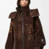 Chaqueta en tejido técnico flocado Marrón chocolate