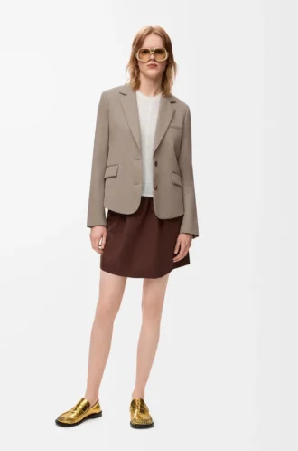 Chaqueta entallada de lana Beige Melange