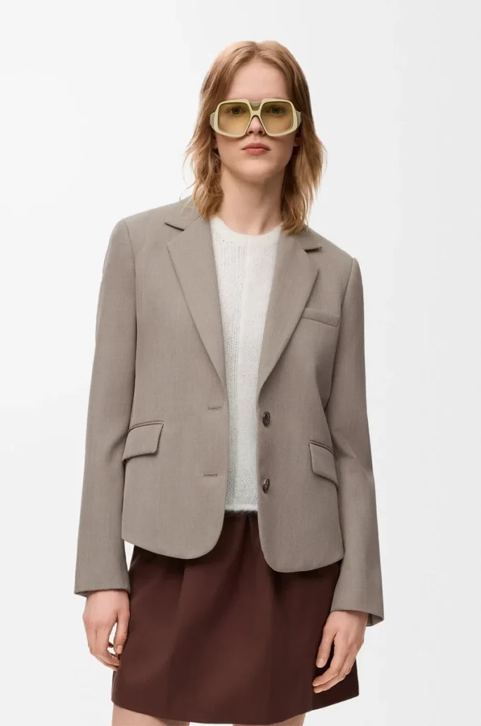 Chaqueta entallada de lana Beige Melange Chaqueta entallada de lana Beige Melange