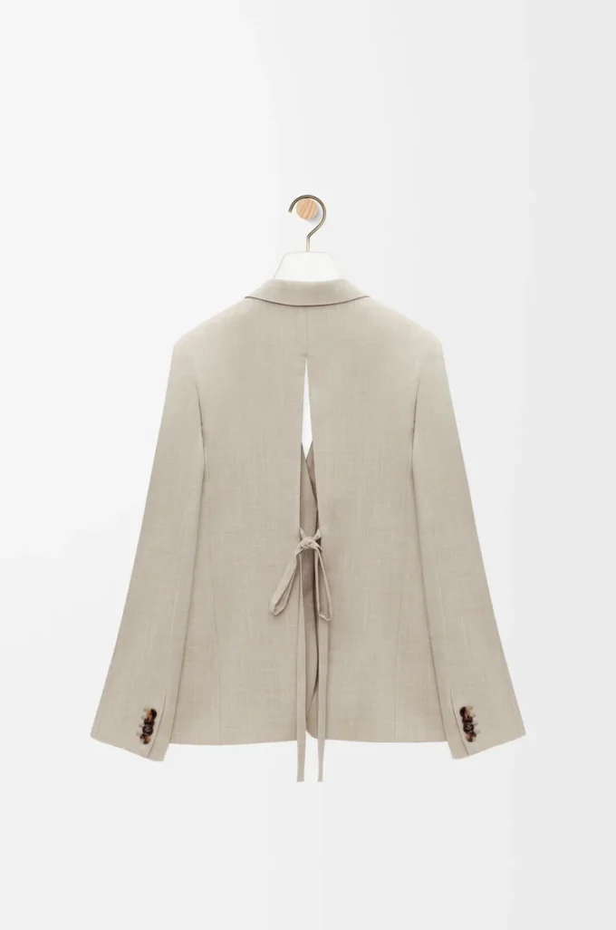 Chaqueta entallada de lana melange beige claro Chaqueta entallada de lana melange beige claro