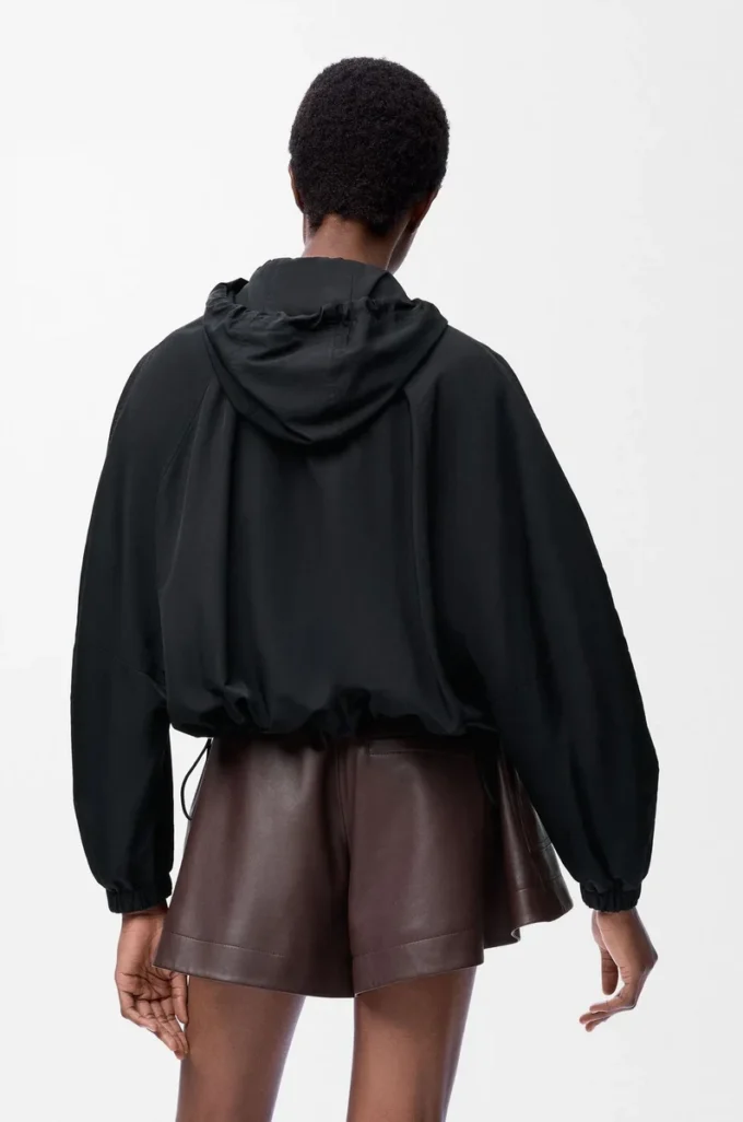 Chaqueta globo en mezcla de cupro Negro Chaqueta globo en mezcla de cupro Negro
