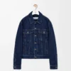 Chaqueta híbrida de denim y piel de becerro napa. Denim crudo Chaqueta híbrida de denim y piel de becerro napa. Denim crudo