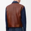 Chaqueta híbrida de denim y piel de becerro napa. Denim crudo Chaqueta híbrida de denim y piel de becerro napa. Denim crudo