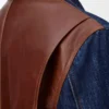 Chaqueta híbrida de denim y piel de becerro napa. Denim crudo Chaqueta híbrida de denim y piel de becerro napa. Denim crudo