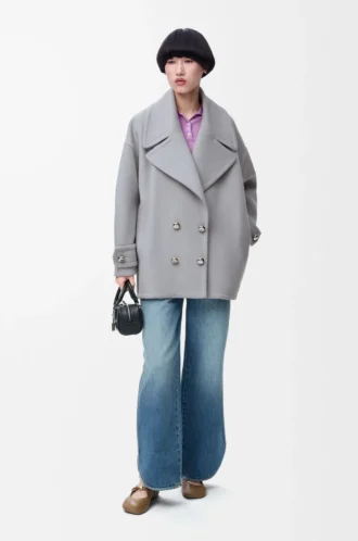 Chaqueta marinera Pebble de lana gris