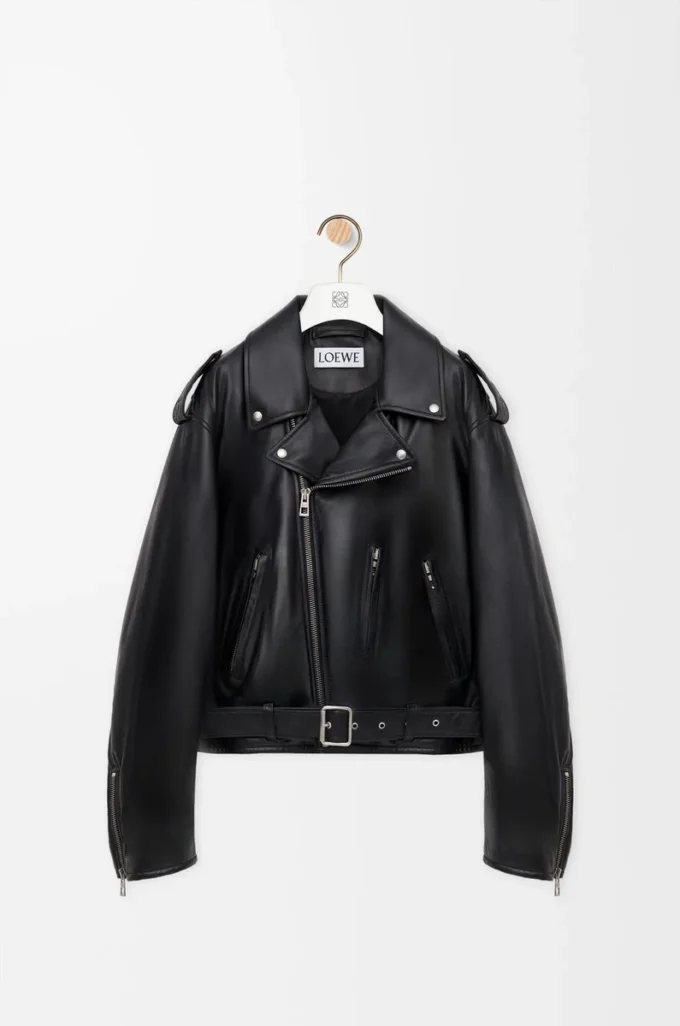 Chaqueta motera en piel de cordero napa. Negro Chaqueta motera en piel de cordero napa. Negro