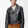 Chaqueta motera en piel de cordero napa. Negro Chaqueta motera en piel de cordero napa. Negro