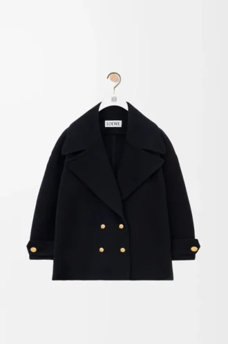 Chaqueta tipo peacoat de lana azul medianoche