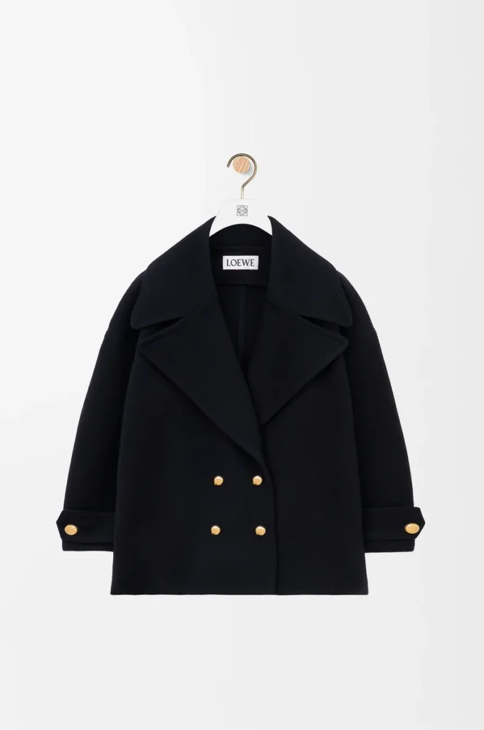 Chaqueta tipo peacoat de lana azul medianoche Chaqueta tipo peacoat de lana azul medianoche