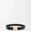 Cinturón Pebble de piel de becerro lisa Negro/Oro