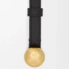 Cinturón Pebble de piel de becerro lisa Negro/Oro