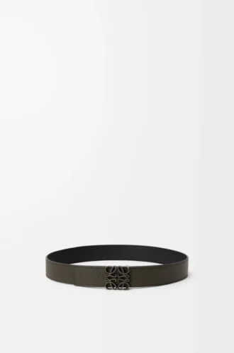Cinturón reversible Anagram en piel de becerro granulada flexible Dark Khaki/Black/Dark Pal