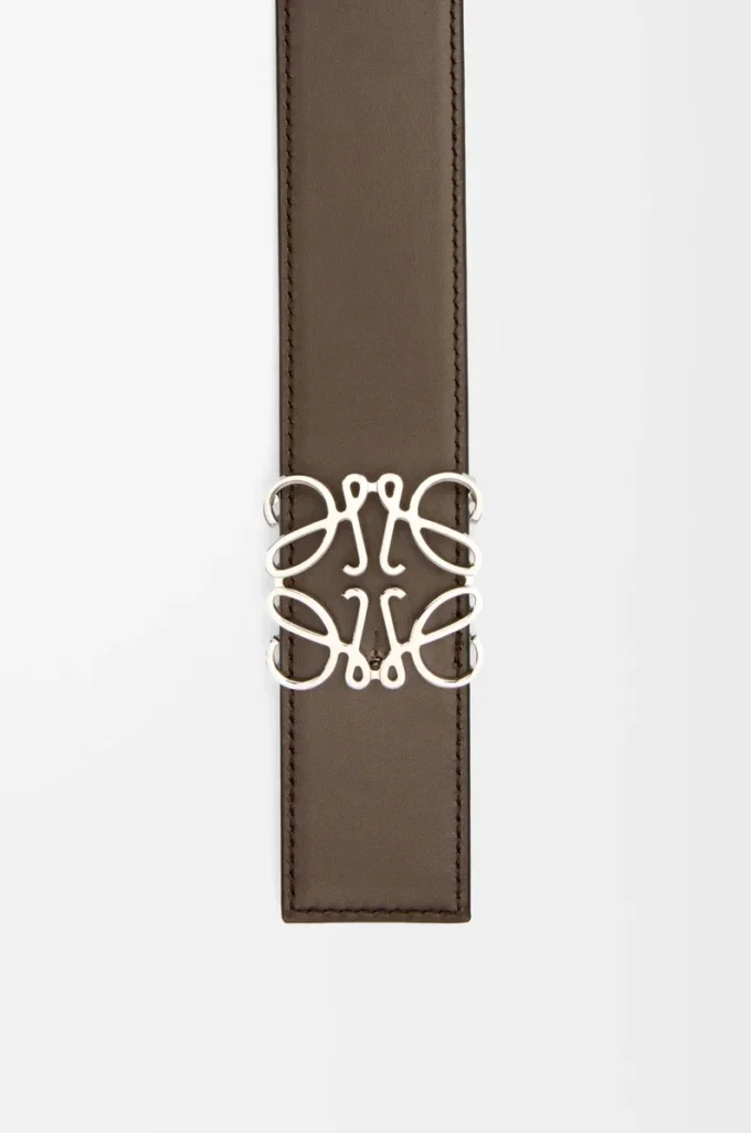 Cinturón reversible Anagram en piel de becerro lisa Gris oscuro/Cigarro oscuro/Paladio Cinturón reversible Anagram en piel de becerro lisa Gris oscuro/Cigarro oscuro/Paladio