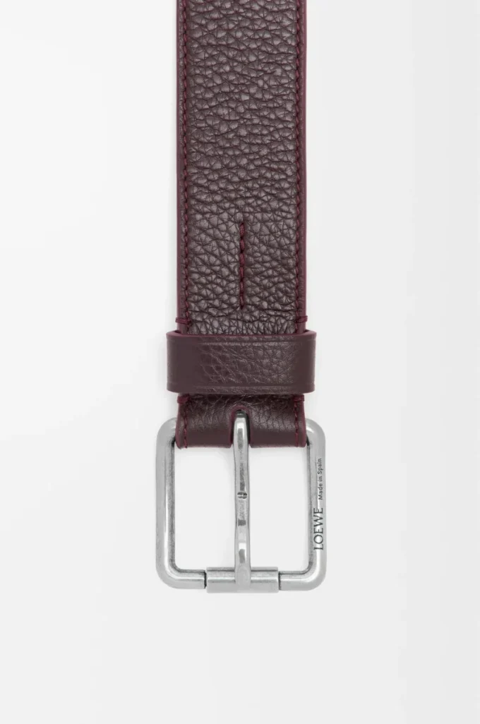 Cinturón Roller Curve en piel de becerro granulada flexible Oxblood/Palladium vintage Cinturón Roller Curve en piel de becerro granulada flexible Oxblood/Palladium vintage