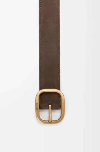 Cinturón suave redondeado en nubuck Tundra/Vintage Gold